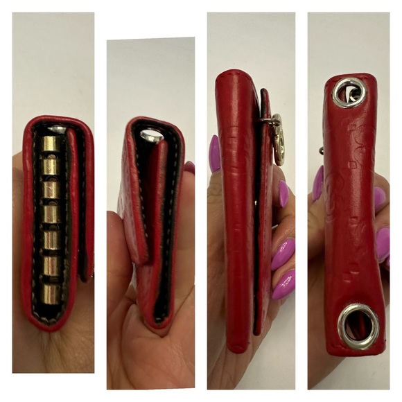 ๐ฏ GUCCI GG Red Monogram Leather 6-Key Wallet w: auth cert - Picture 8 of 14
